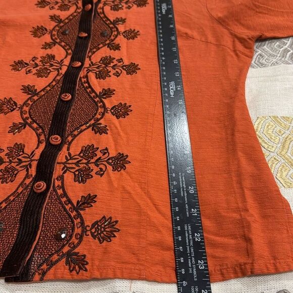 (A5) SILKLAND 3/4 sleeve beaded shantung silk evening jacket size M - Picture 6 of 16